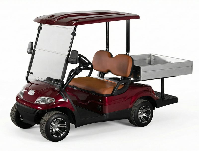 EPIC 2+Short Cargo Non-Lifted Electric Golf Cart with Lithium Battery 105Ah  & Standard Tires  | Utility LSEV (Red) - Image 1